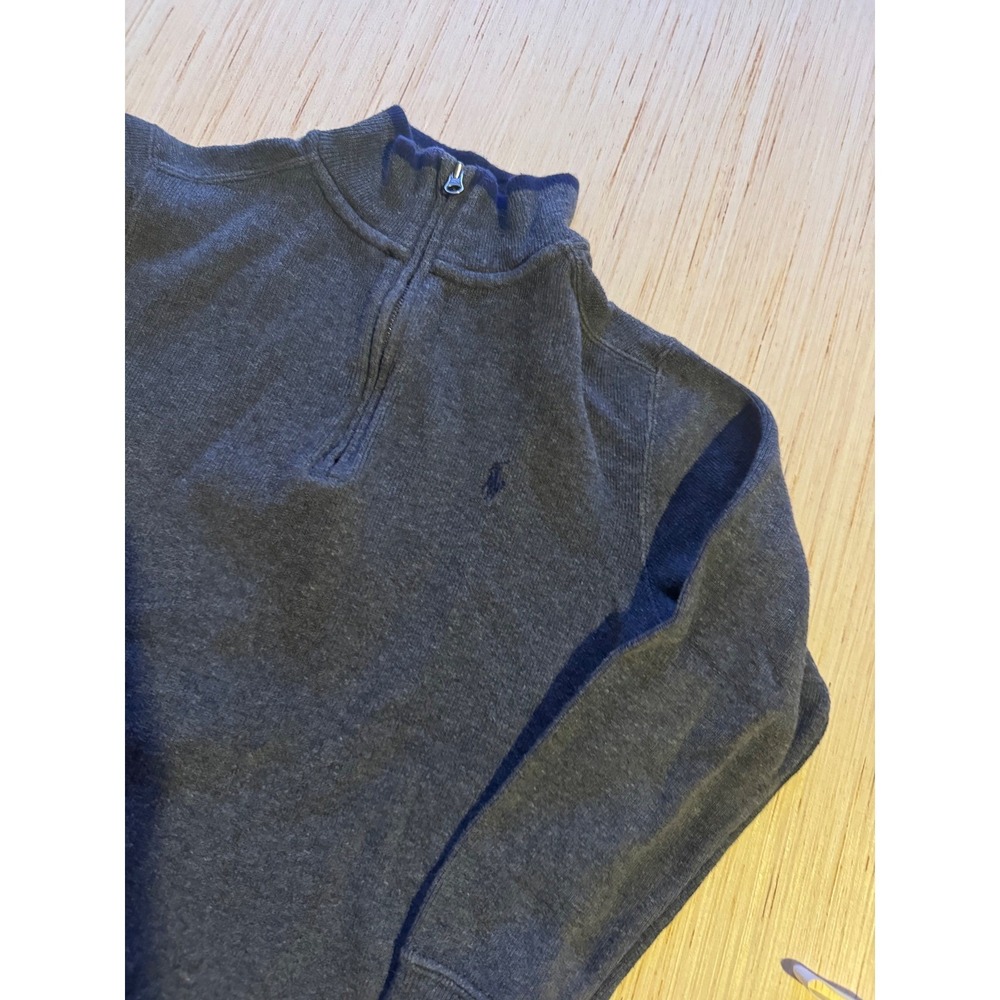 Polo Ralph Lauren Boys Charcoal Gray Quarter Zip Sweater Size S 8 Pony Logo 26